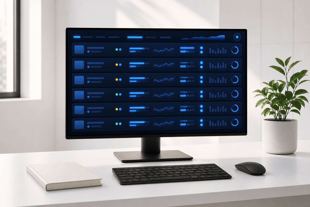 แดชบอร์ด Agency Command Center แสดงสุขภาพลูกค้าแต่ละรายพร้อมแสงฟ้า